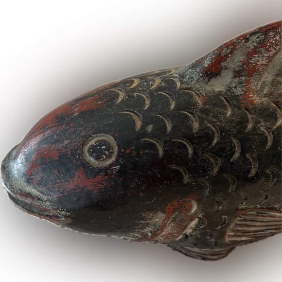 Antique Japanese carved wood carp - Picture 4 of 6